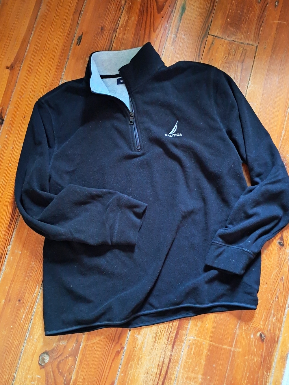 Nautica Men's Black Quarter-Zip Pullover Fleece